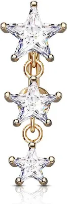 Produktbild von Bauchnabelpiercing Piercing Top Down Sterne Stars Kristalle Nabelpiercing Bananabell Autiga® rosegold
