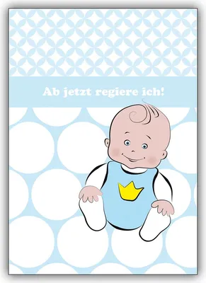 Produktbild von 4x Babykarte, Glückwunsch zur Geburt mit süßem Baby Jungen: Ab jetzt
