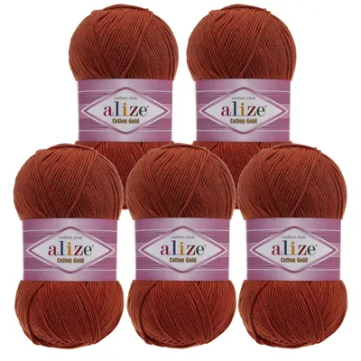 Produktbild von 5 x 100g Strickgarn Alize Baumwolle Gold Uni Klassikgarn Häkelgarn Strick-Wolle