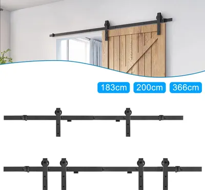 Produktbild von XINZI Schiebetürsystem 366cm: Komplettes Schiebetürbeschlag-Set mit Laufschiene, Hängeschiene & Zubehör für Holztür, Schiebetür, Schiebetor und Scheunentor