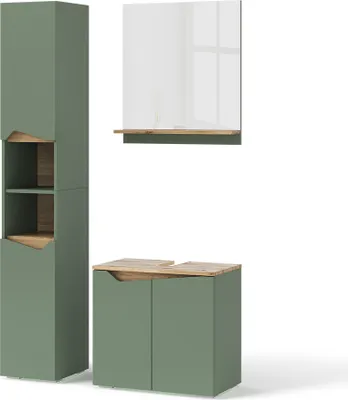 Produktbild von Badmöbel-Set Vicco Marelle Grün/Artisan 3 Teile, mit Hochschrank, Model 54703