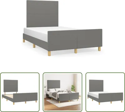 Produktbild von The Living Store Bettgestell mit Kopfteil Dunkelgrau 120x190 cm Stoff
