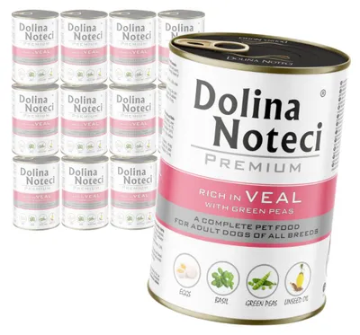 Produktbild von Dolina Noteci Premium Reich an Kalbfleisch und Erbsen, 12 x 400 g Nassfutter für Hunde