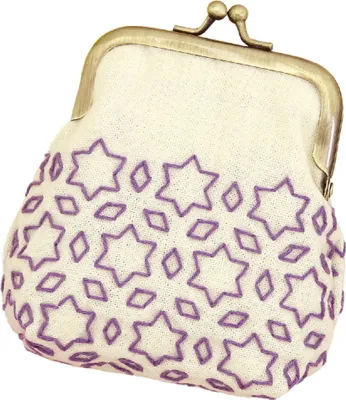 Immagine prodotto di Kit di punti Sashiko Hitomezashi timbrati Olympus "Gamaguchi Pouch Ecru", 34x28cm, originale dal Giappone