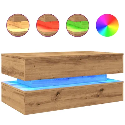 Immagine prodotto di Tavolino da Salotto con Luci LED Rovere Artigianale 90x50x40 cm