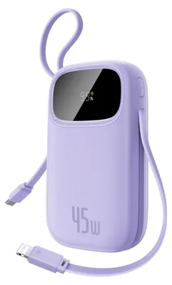 Obrázok produktu pre Baseus – Power Bank EnerFill FC31 Qpow 3 powerbanka s USB-C/Lightning káblami 20000 mAh 45W s digitálnym displejom – fialová nebula
