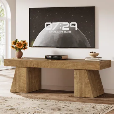 Produktbild von Tribesigns TV-Schrank 160 cm für Fernseher bis zu 75 Zoll, Landhausstil Lowboard mit Stauraum, Fernsehständer für Wohnzimmer, Schlafzimmer, Natur