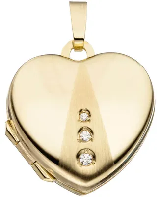 Produktbild von Medaillon Anhänger zum Öffnen Herz mit 3 Zirkonia 333 Gold Gelbgold Damen