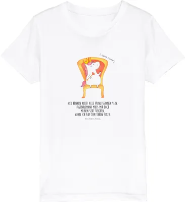 Produktbild von Mr. & Mrs. Panda Kleinkinder T-Shirt Einhorn König 12-14 Jahre (152/164) - Weiß - Geschenk, Jungen, Unicorn, Teenager, Kinder Bio, Kindershirt, Bundeskanzler, Präsident