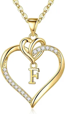 Produktbild von TINGN 14K Gold Weissgold Vergoldet Herz Buchstaben Halskette Zirkonia Valentinstag Geschenke