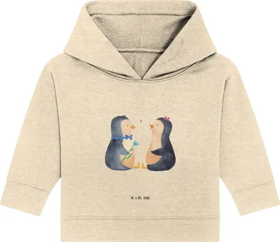 Produktbild von Mr. & Mrs. Panda Organic Baby Hoodie Pinguin Pärchen 24. - 36. Monat - Natural Raw - Geschenk, Liebe, Kapuzensweatshirt, Verknallt, Hochzeitsgeschenk, Hochzeitstag