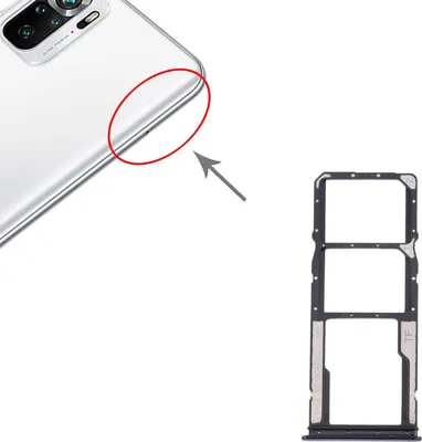 Obrázek produktu pro Adaptér pro dvě SIM karty a micro SD kartu, černý, pro Xiaomi Redmi Note 10 4G / Note 10S – náhradní díl
