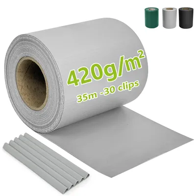 Produktbild von Ribelli Sichtschutzstreifen Garten Sichtschutz Zaun，Dunkelgrau/Hellgrau/Grün，PVC ca. 35 Meter x 19 cm inkl. 30 Clips, 420g/㎡