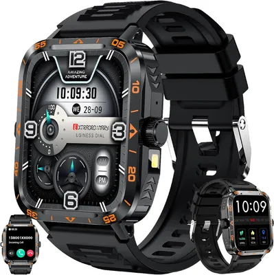 Produktbild von SGDDFIT 1.95 Zoll AMOLED Smartwatch Herren mit Telefonfunktion, Fitnessuhr mit Bluetooth Anrufen, 5ATM Wasserdicht, 100+ Sportmodi, Schlafmonitor