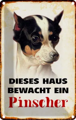 Produktbild von vianmo Blechschild 18x12 cm Hund dieses Haus bewacht ein Pinscher Tier Haustier