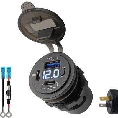 Productafbeelding van ProRide Sigarettenaanstekercontactdoos - Met voltmeter - Met schakelaar - Inbouw - 12V - Blauw, AI-gegenereerde afbeelding