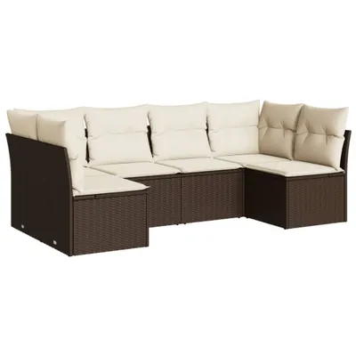 Productafbeelding van 6-delige Loungeset met kussens poly rattan bruin