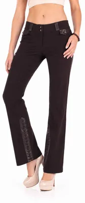 Produktbild von Dolce & Gabbana Damen Bootcut Hose mit Ledereinsatz #112