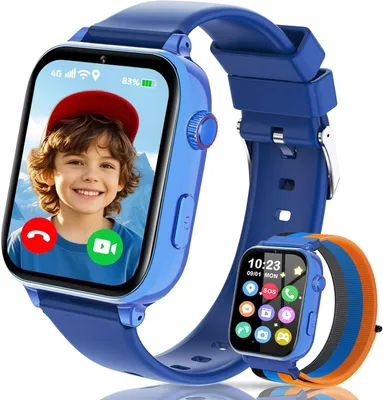 Produktbild von für Kinder, Kinderuhr mit GPS, WLAN, SOS-Funktion, Telefon-/Videoanruf-/Sprachchat-Funktion, Schulmodus, Wecker, Schrittzähler, Spielen – ideales