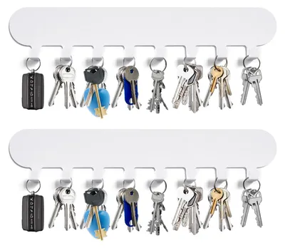 Produktbild von 2 selbstklebende Schlüsselhalter mit 8 Haken, weiß