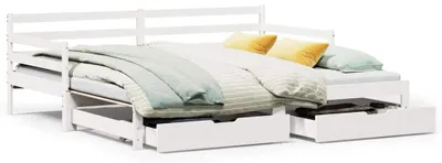 Produktbild von vidaXL Tagesbett mit Schubladen Weiß 90x200 cm Kiefernholz