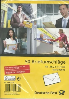 Produktbild von 50 Umschläge C6 weiß - nassklebend - ohne Fenster
