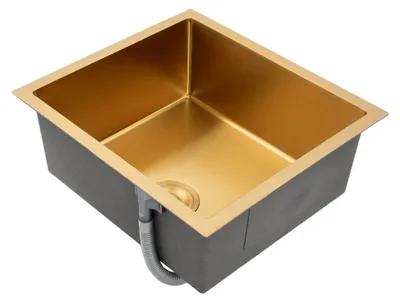 Produktbild von Edelstahl Küchenspüle Gold 50x45x20cm, 1 Becken Einbauspüle mit Ablauffilter
