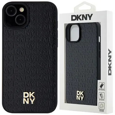 Produktbild von Dkny Ledermuster Metall Logo Magsafe Etui Für Iphone 15 / 14 / 13 - Schwarz