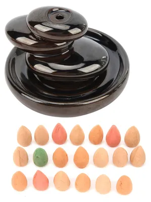 Image de Brûleur d'encens à reflux, fabriqué à la main, facile à nettoyer, avec 20 cônes d'encens s pour les travaux manuels, la décoration et comme cadeau.