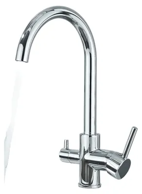 Productafbeelding van JULIE | Premium chromen glanzende drinkwaterkraan | RVS osmosewaterkraan voor de keuken | Mengkraan - 360 graden draaibaar | Filter met 3 aansluitingen