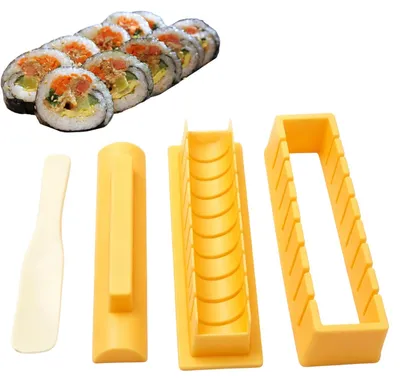 Image de Kit de sushis - Fabricant de sushis à faire soi-même - Ensemble carré pour la préparation de sushis - 4 pièces