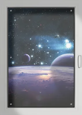 Produktbild von Wallario Lichtschutzbild, Dekorativer Sichtschutz Sonnenschutz 76 x 115 cm mit Motiv: Planeten im Weltall - Verdunklung ohne Bohren