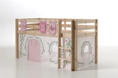 Produktbild von Spielbett Pino mit Textilset Vorhang und 3 Taschen "Birdy"