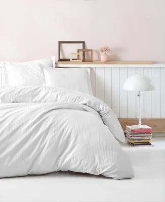 Zdjęcie produktu dla L'Essentiel Linge de Maison, Stripe - White, satynowy komplet pościeli podwójnej (DE), biały, 100% satyna bawełniana, 200 x 200 cm