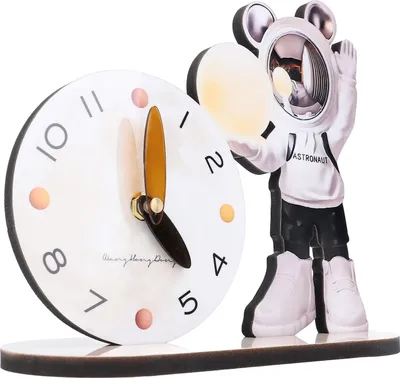 Image de Horloge de bureau Space Man Horloge de bureau décorative en dessins animés pour chambre, bureau d'étude, bureau silencieux