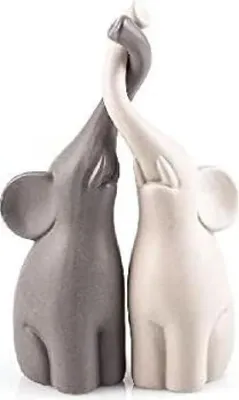 Produktbild von Set von 2 Keramischen Elefanten - Höhe 25,5 cm - Dekorative Tierfigur für Küche und Wohnzimmer