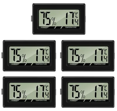 Produktbild von Luftfeuchtigkeitsmesser Thermometer Hygrometer Mini Digital Temperatur Zimmerthermometer für Innen Büro Wohnzimmer 5 Stücke