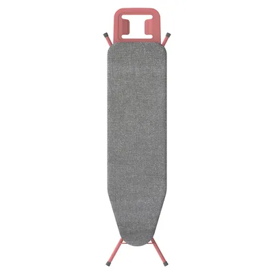 Produktbild von Rörets Bügelbrett Next Rosé, leicht & stabil, Bügelfläche 32x108 cm, höhenverstellbar 74-90 cm, Bügeleisenablage