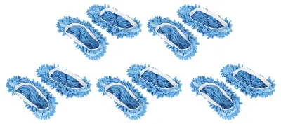 Produktbild von 10 Stück Chenille-Mopp-Hausschuhe, multifunktionale Bodenreinigungsschuhe, Staubreiniger-Zubehör, Blau