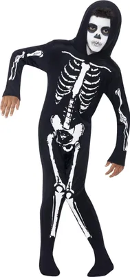 Zdjęcie produktu dla Kostium szkieletu nieumarłego na Halloween dla chłopców czarno-biały 4-6 lat (115/128 cm)