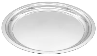Produktbild von Metall Kerzentablett aus Zink rund - 45 cm - Silber glänzendes Dekotablett mit Rand