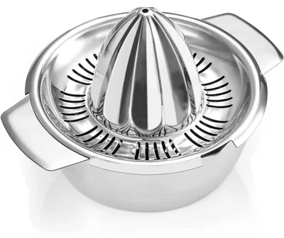 Produktbild von Handentsafter Zitruspresse Saftpresse - Edelstahl - 450 ml - Doppelbecher - Spaltfilter - Zitrusfrüchte