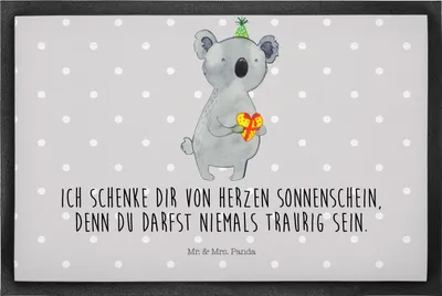 Produktbild von Mr. & Mrs. Panda Schmutzfangmatte Koala Geschenk 50 x 75 cm - Grau Pastell - Fussmatte, Party, Schuhabstreifer, fußmatte, Sauberlaufmatte, Geburtstag, Bodenvorleger