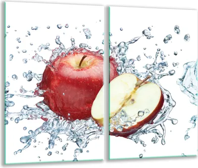 Produktbild von Herdabdeckplatten 2 teilig 30x52 Glaskeramikkochfeld Abdeckung Glas Apfel