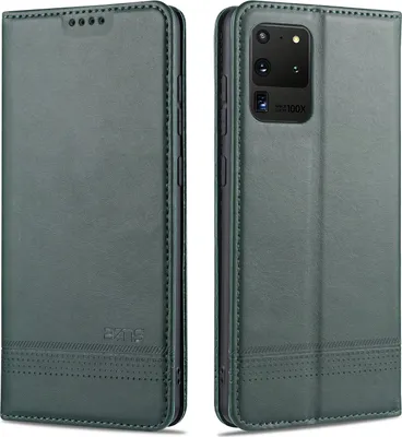 Image de LaimTop Housse en cuir pour Samsung S20 Ultra, Portefeuille à rabat Fermeture magnétique Support Housse de protection pour Samsung Galaxy S20 Ultra Vert