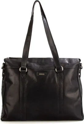 Produktbild von SPIKES & SPARROW Leder Schultertasche Businesstasche mit Laptopfach Bronco Business Bag Black schwarz