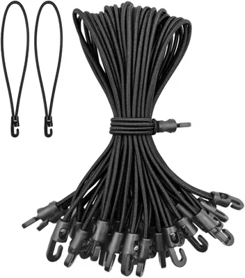 Imagen del producto de Cuerdas elásticas con gancho, de 25 cm, paquete de 25 unidades, para tiendas de campaña y jardines