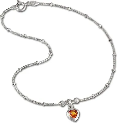 Produktbild von SilberDream Damen-Fußkette 23cm 925 Silber glitzer braun Herz Zirkonia SDF2023Y