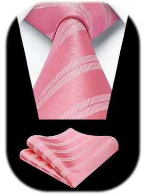Produktbild von Herren Krawatten- und Einstecktuch-Set Formell Streifen Rosa
