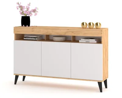Produktbild von Große Kommode Fernsehschrank LUNA 3D Golden Craft Eiche/Weiß Matt 120cm